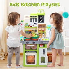 HOLYFUN Kids Kitchen Playset steam effects add lifelike ambience during pretend meals