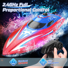 HOLYFUN RC boat at 20 MPH+ speed for thrilling lake races.