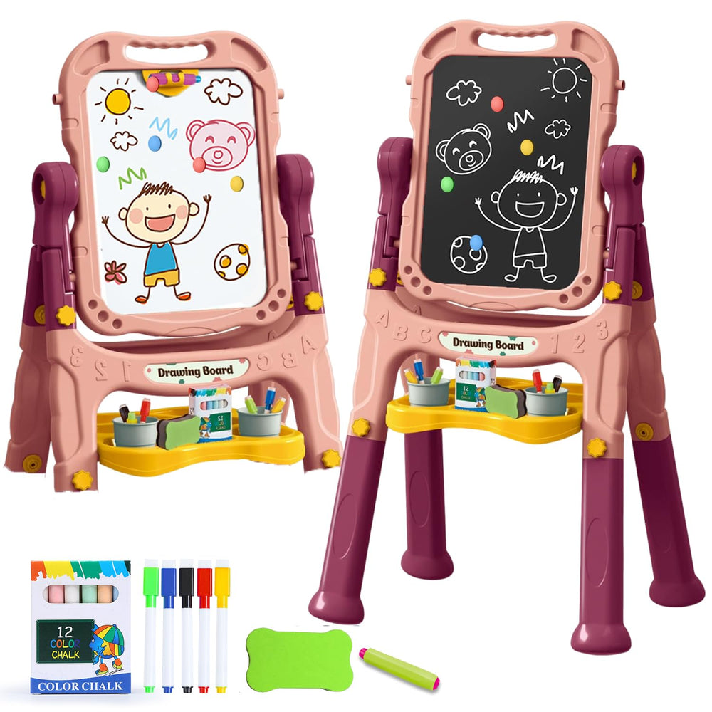 HOLYFUN toddler easel with rotatable whiteboard for shared drawing sessions