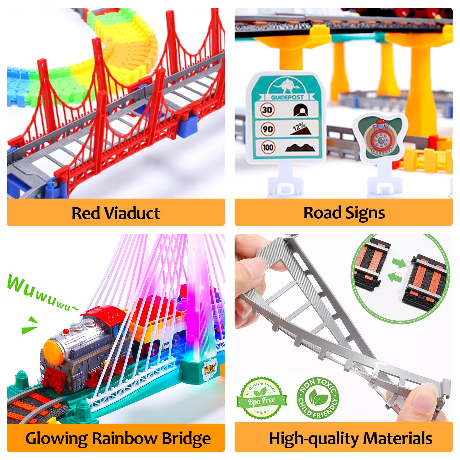 HOLYFUN rainbow bridge lights brighten play scenes for engaging adventures.