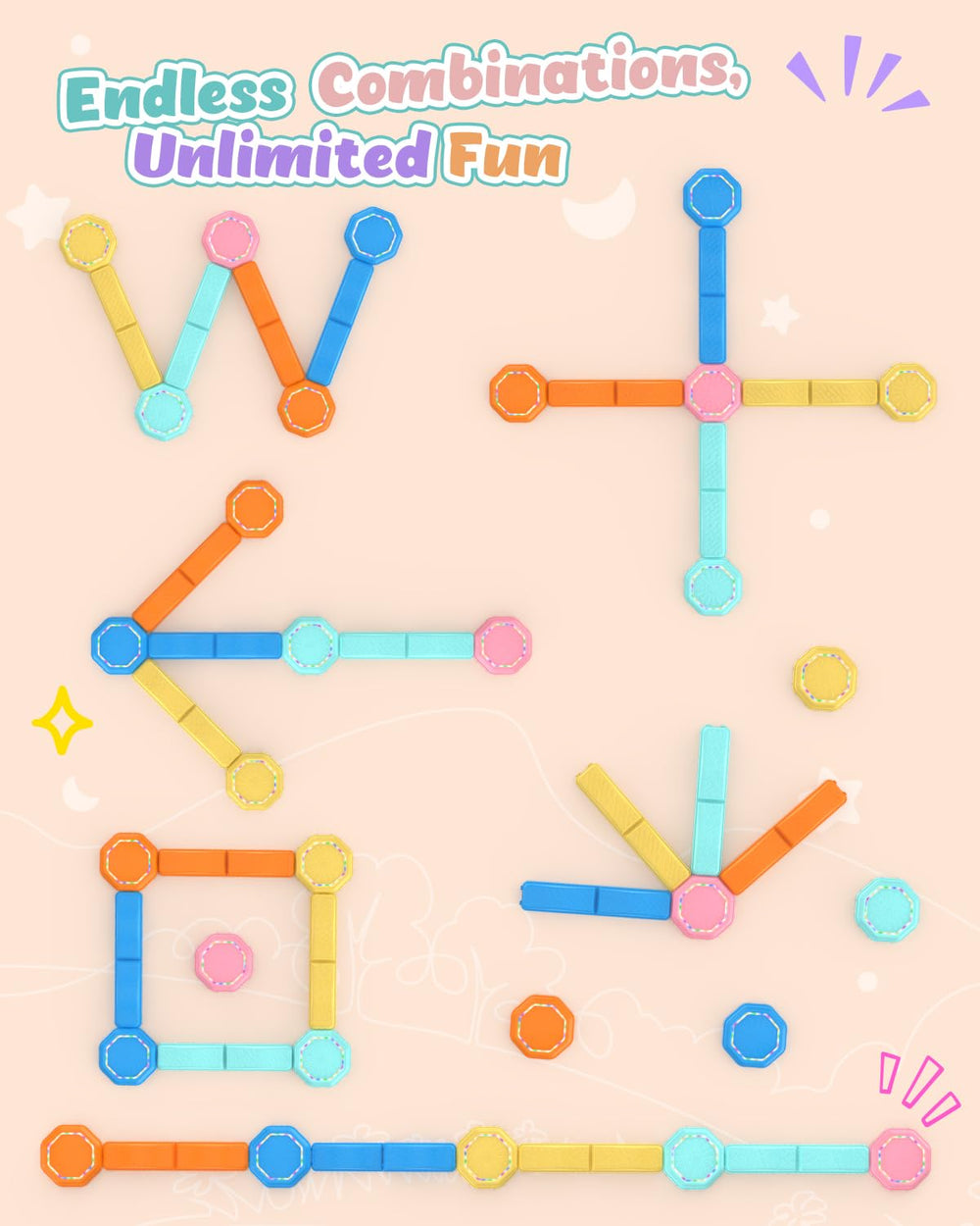 Holyton connectable beams form flexible, engaging obstacle courses.