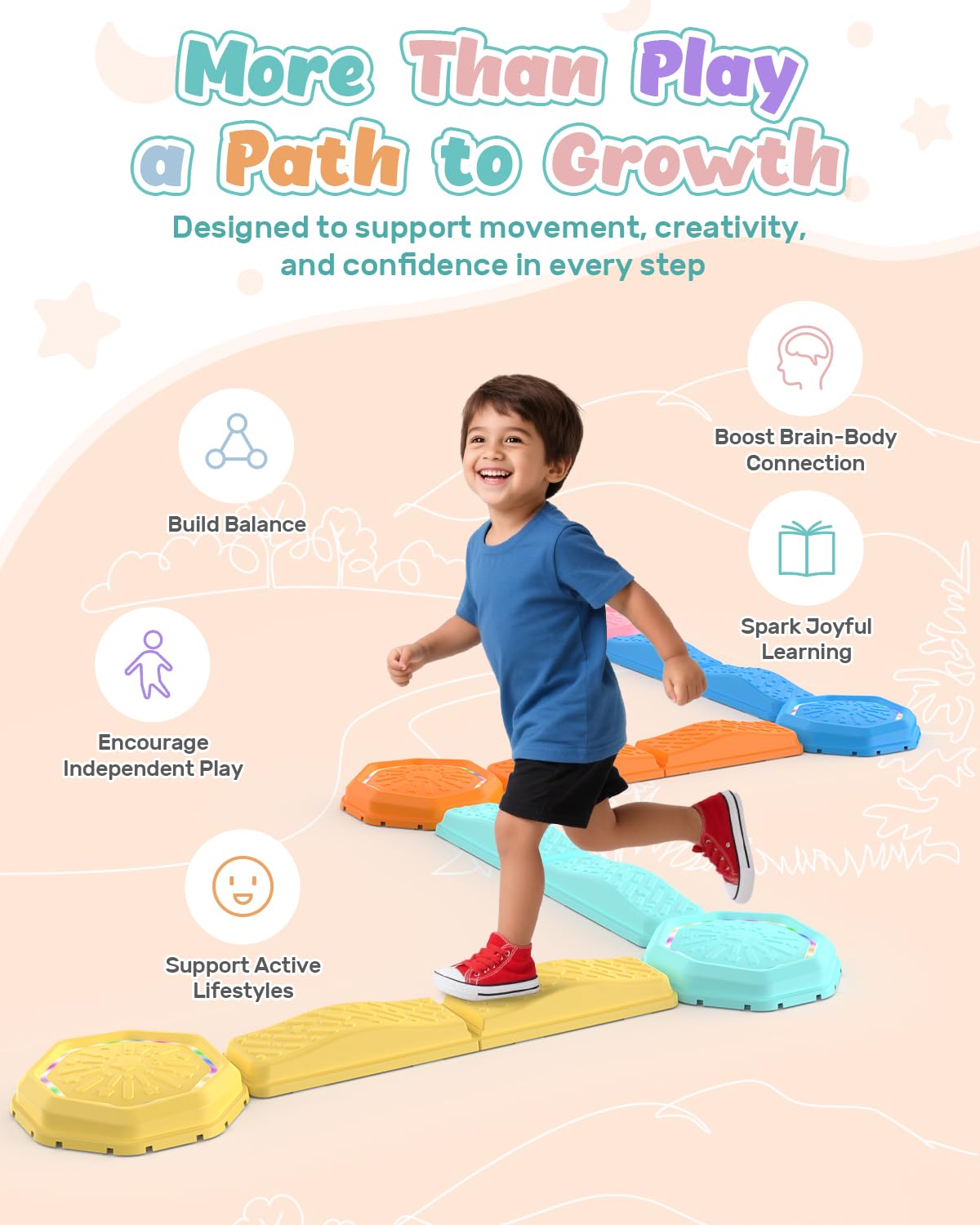 Holyton non-slip bottoms keep indoor or outdoor play safe.