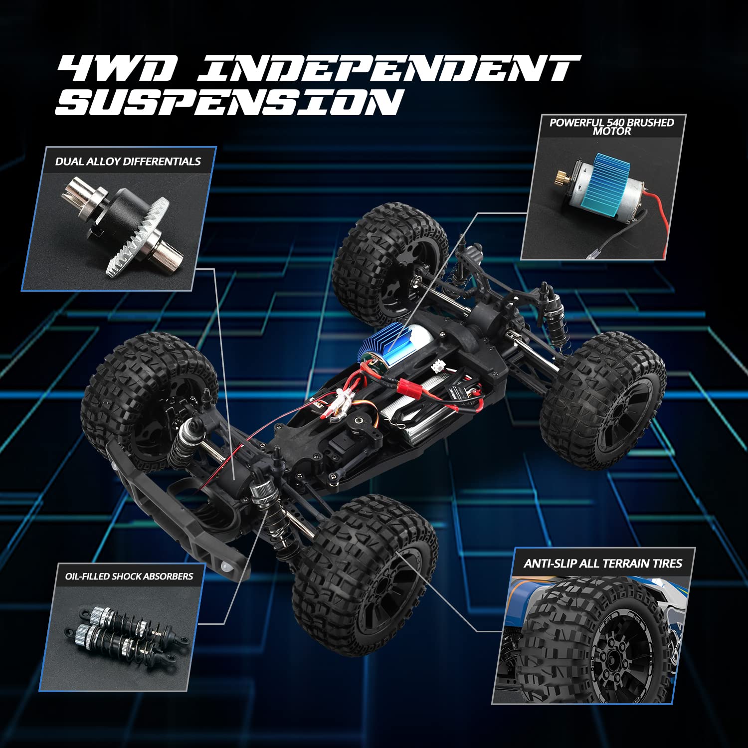 Holyton RC car 2.4GHz control delivers quick response and extended range.