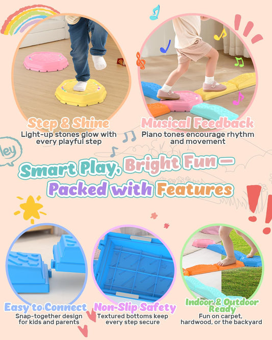 Holyton toddler stepping stones in bright colors invite sensory exploration.