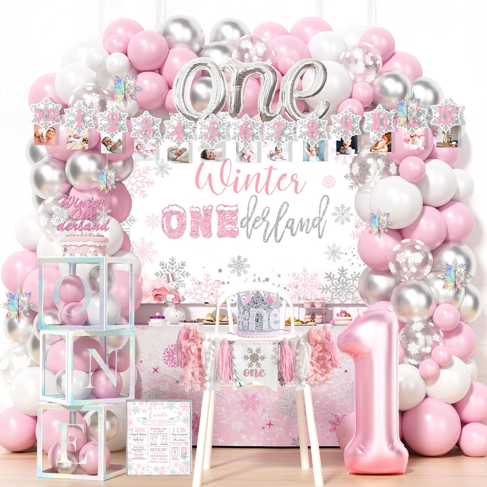 Hombae Winter Onederland backdrop for a memorable first birthday photo