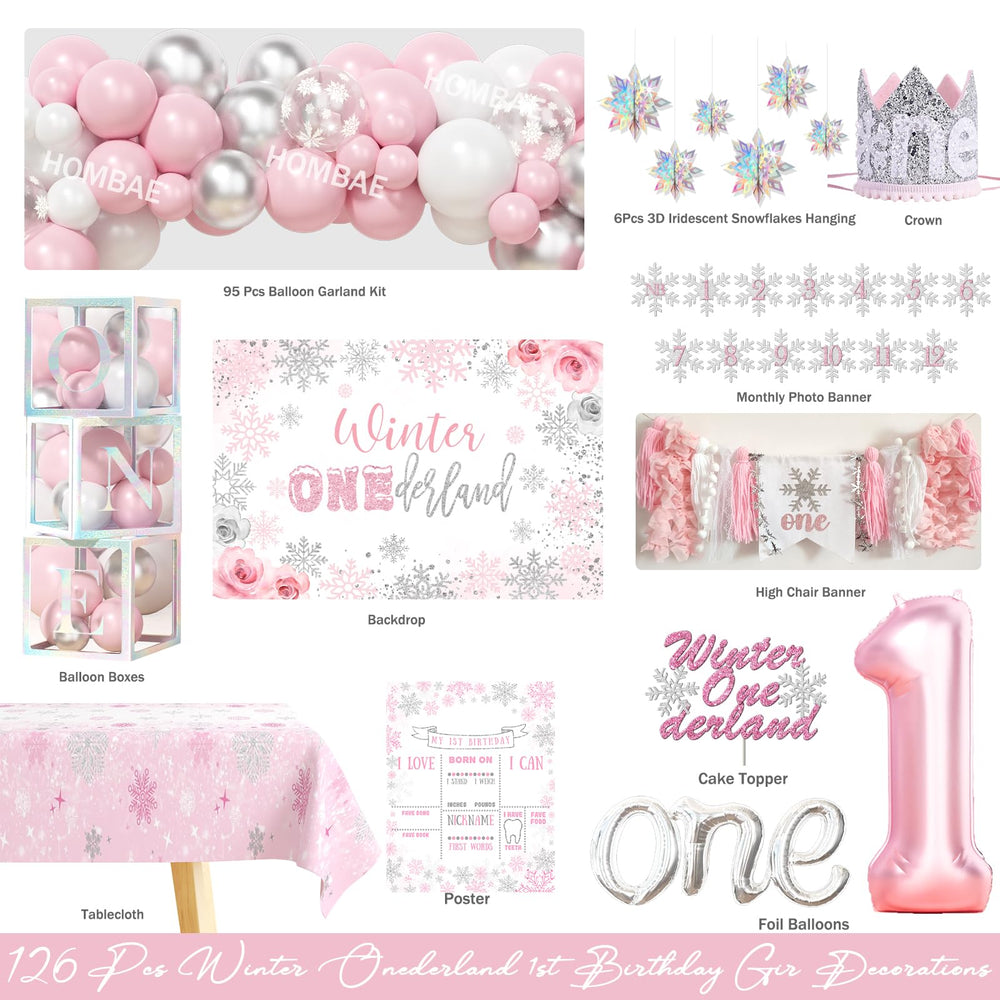 Hombae pink-silver balloon garland adds magical winter party atmosphere