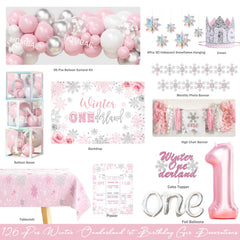Hombae pink-silver balloon garland adds magical winter party atmosphere