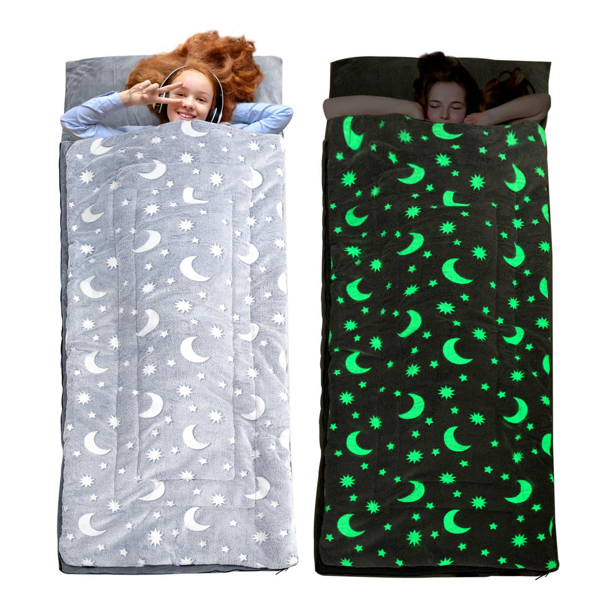 HOMBYS glow-in-the-dark sleeping bag with stars for cozy naps.