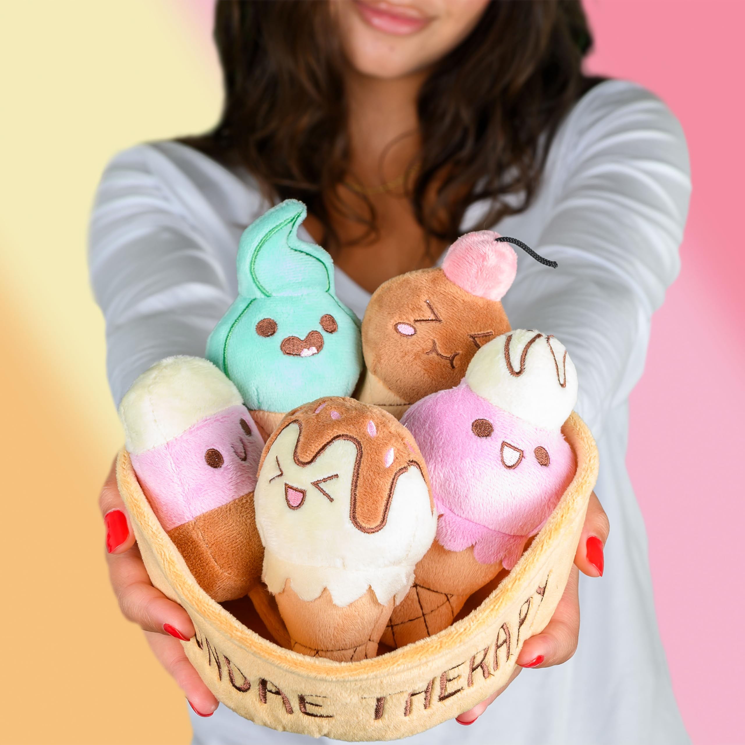 Homelodge Colorful plushies arrangement brightens a desk or shelf.