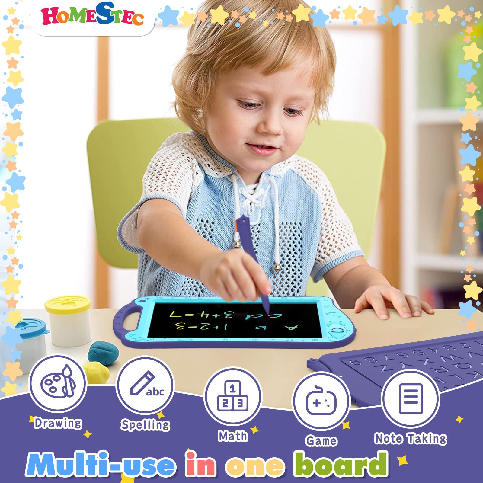 HOMESTEC Astrodraw kid writing board supports early learning and handwriting practice