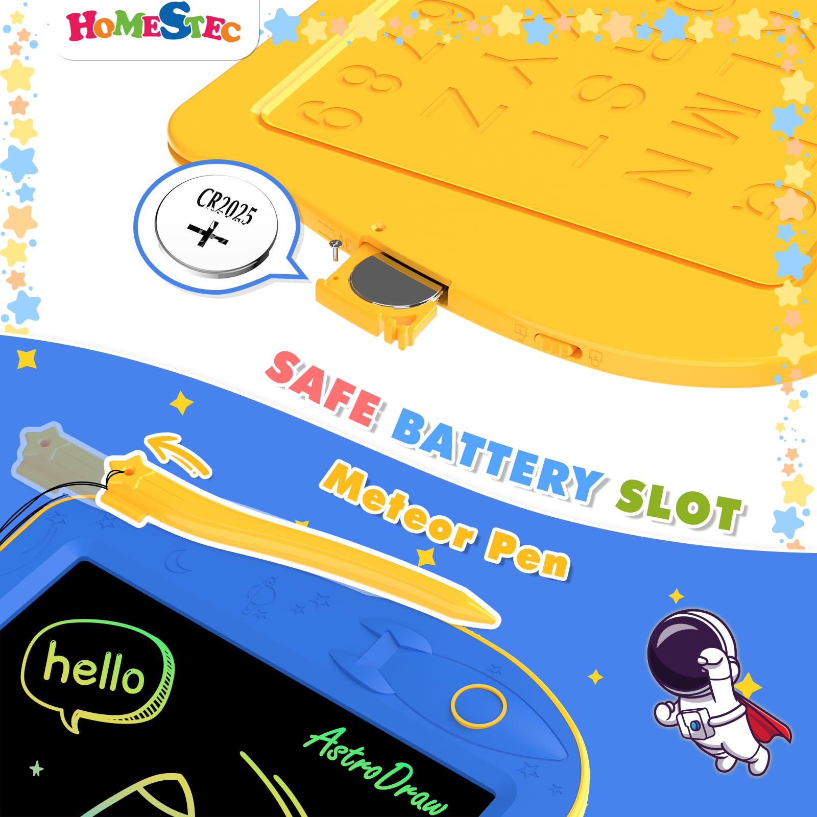 HOMESTEC AstroDraw durable shell with rounded corners withstands drops.