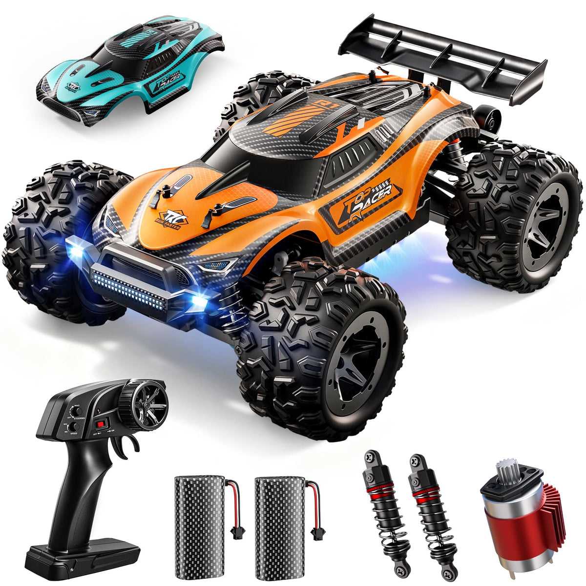HOMETALL 1:18 RC monster truck front view highlighting rugged design for off-road fun