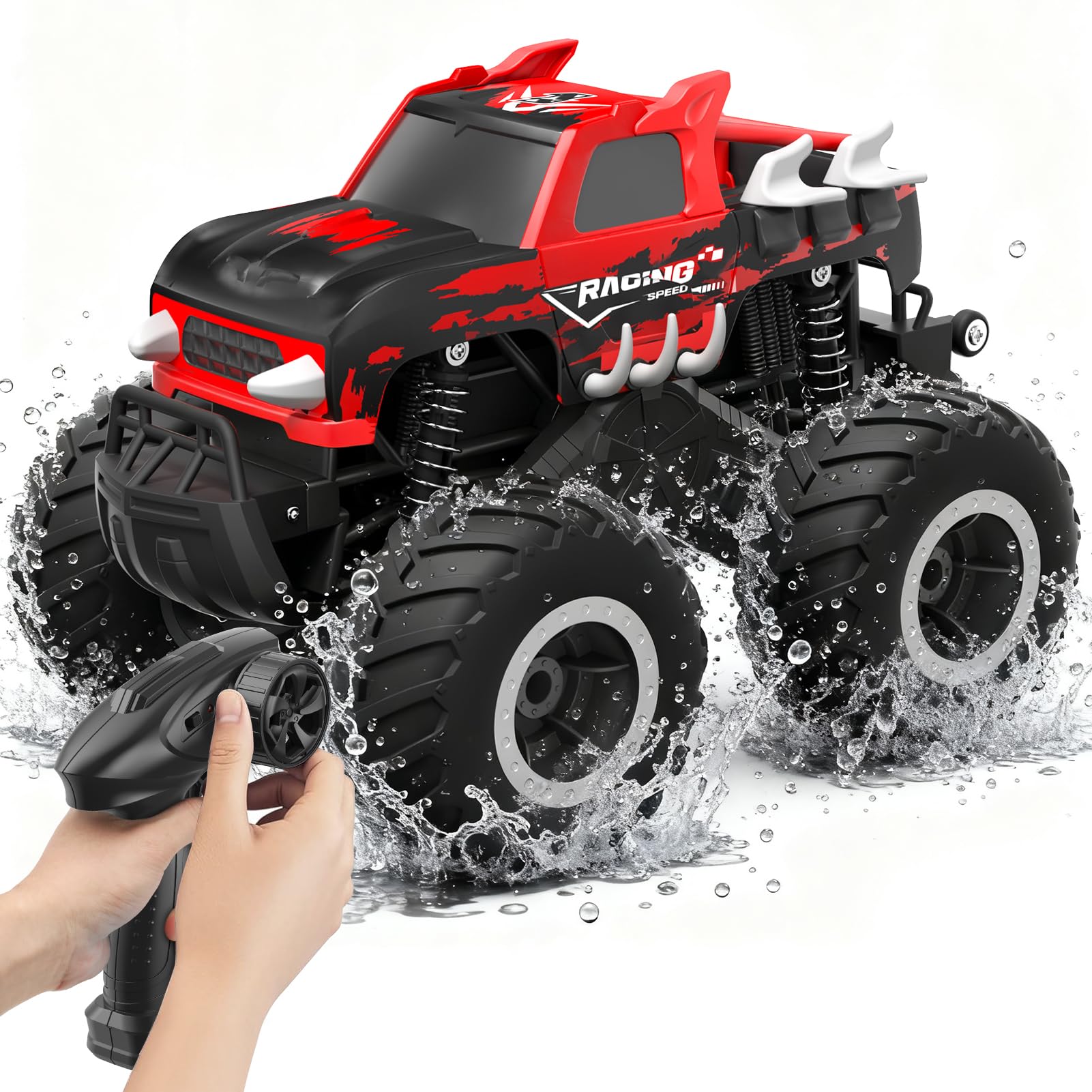 HOMETALL Amphibious RC Car front view for all-terrain play.