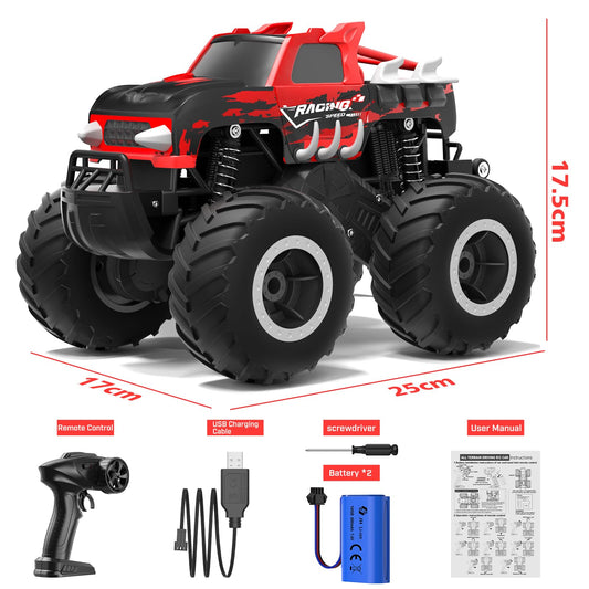 HOMETALL Amphibious RC Car top view showing compact, high-speed design.