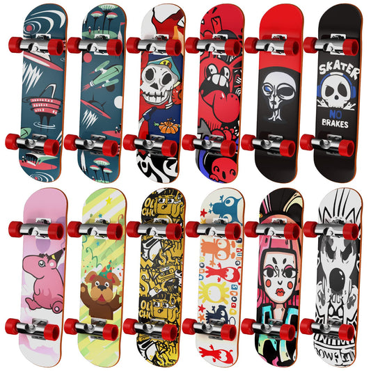 HOMETALL fingerboards 12-pack with varied designs for creative play.