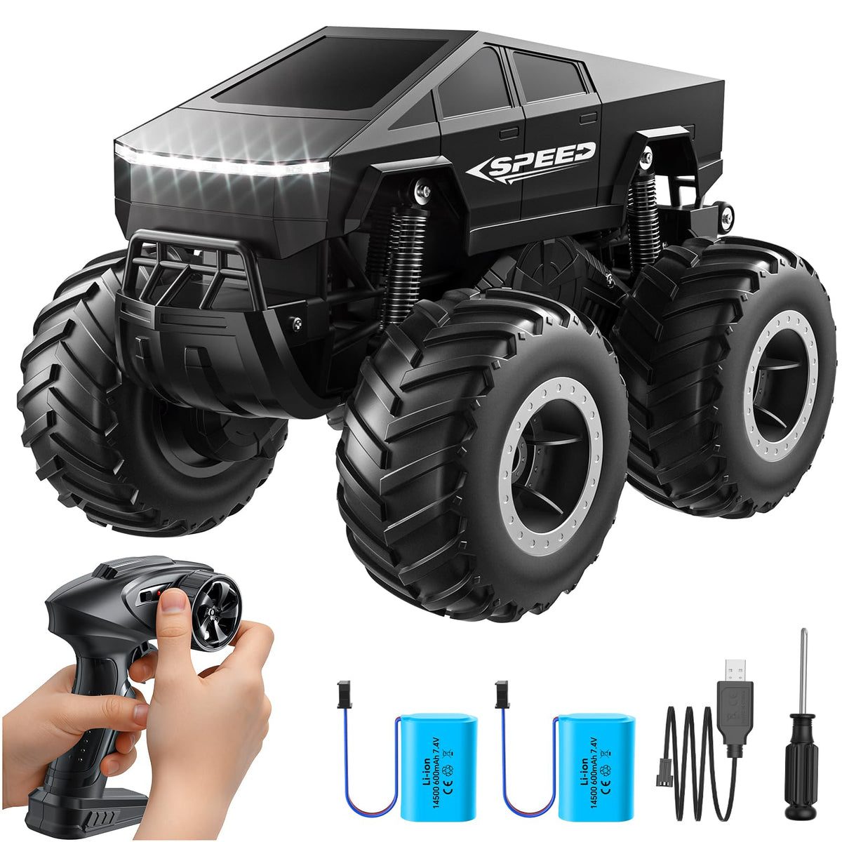HOMETALL remote control monster truck front view for off-road action