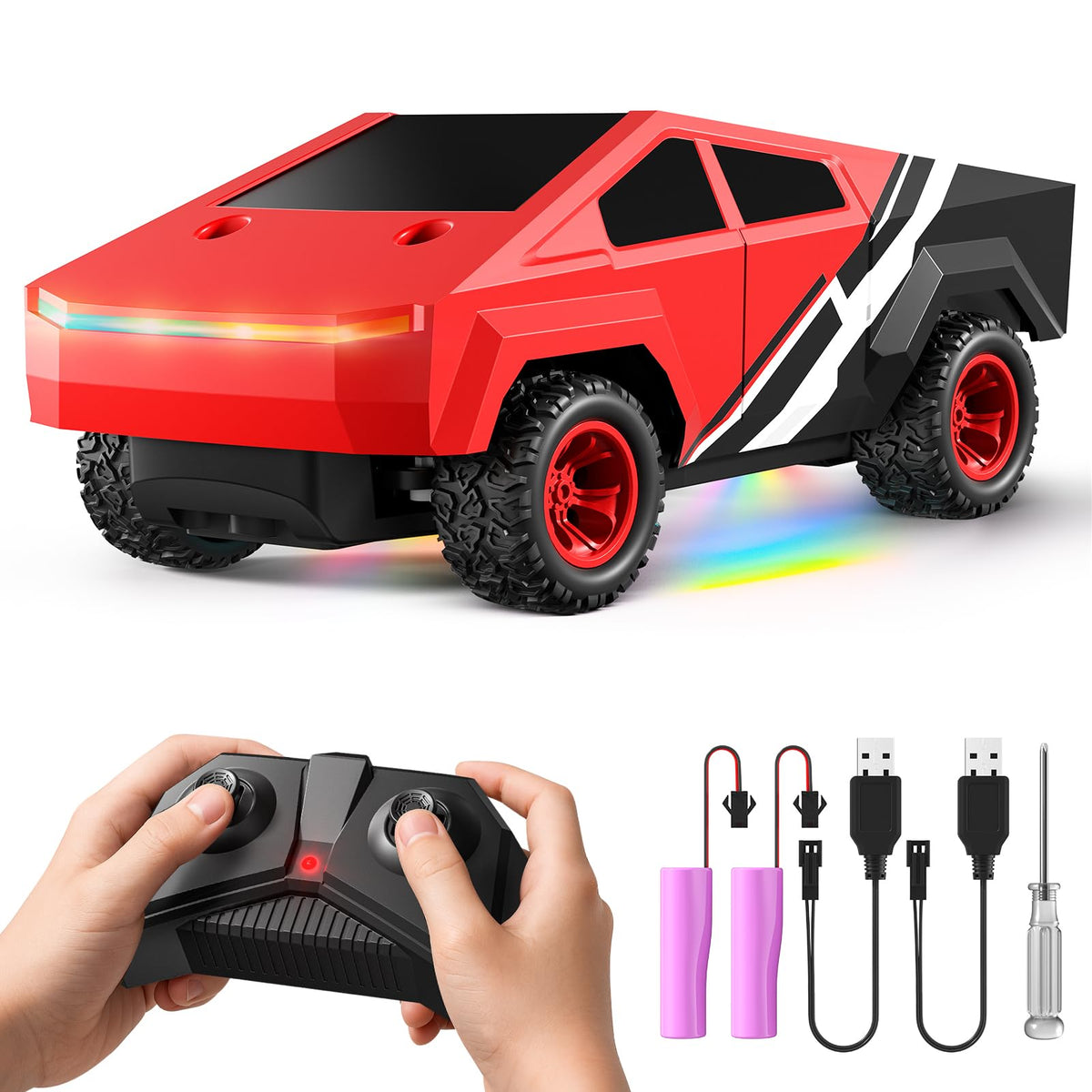 HOMETALL remote control car showing front-wheel-drive for stable racing.