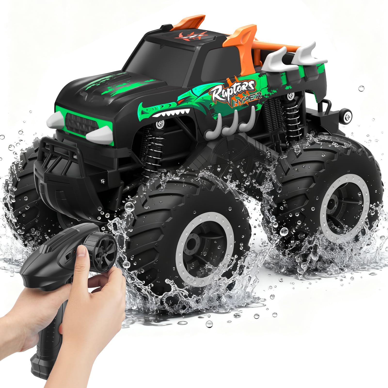 HOMETALL remote-control-monster-truck green for outdoor all-terrain play.