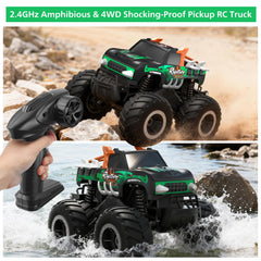 HOMETALL waterproof RC car all-terrain performance on snow, grass, and shallow water.