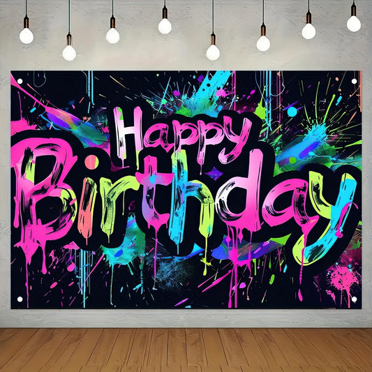 HOMETITUTE colorful splatter art backdrop adds lively party ambiance and photo moments.