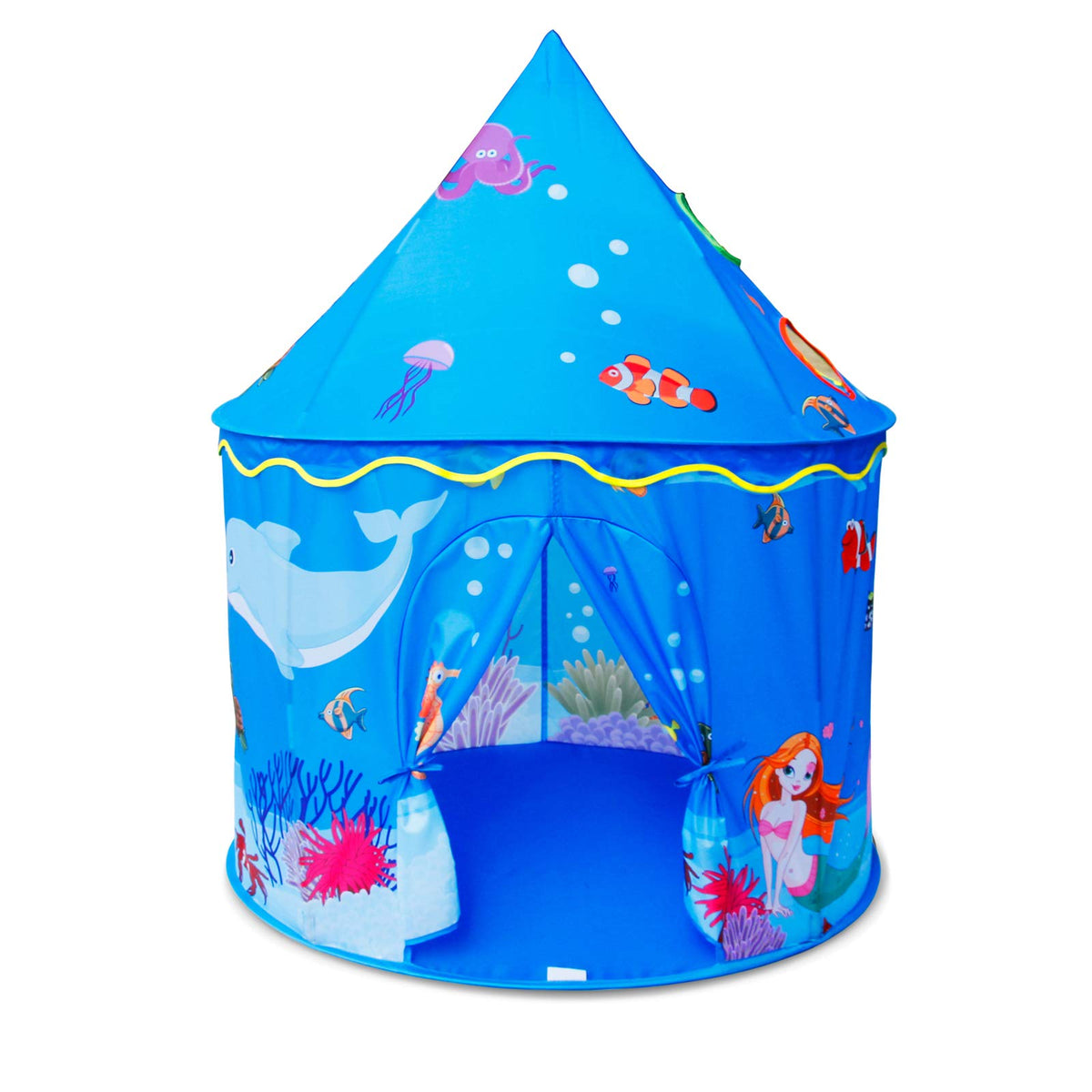 Homfu Mermaid Castle Play Tent open for indoor and outdoor adventure