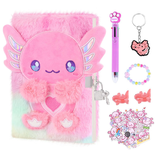 Homicozy axolotl diary with lock and gift box, ideal for private journaling and gifting.