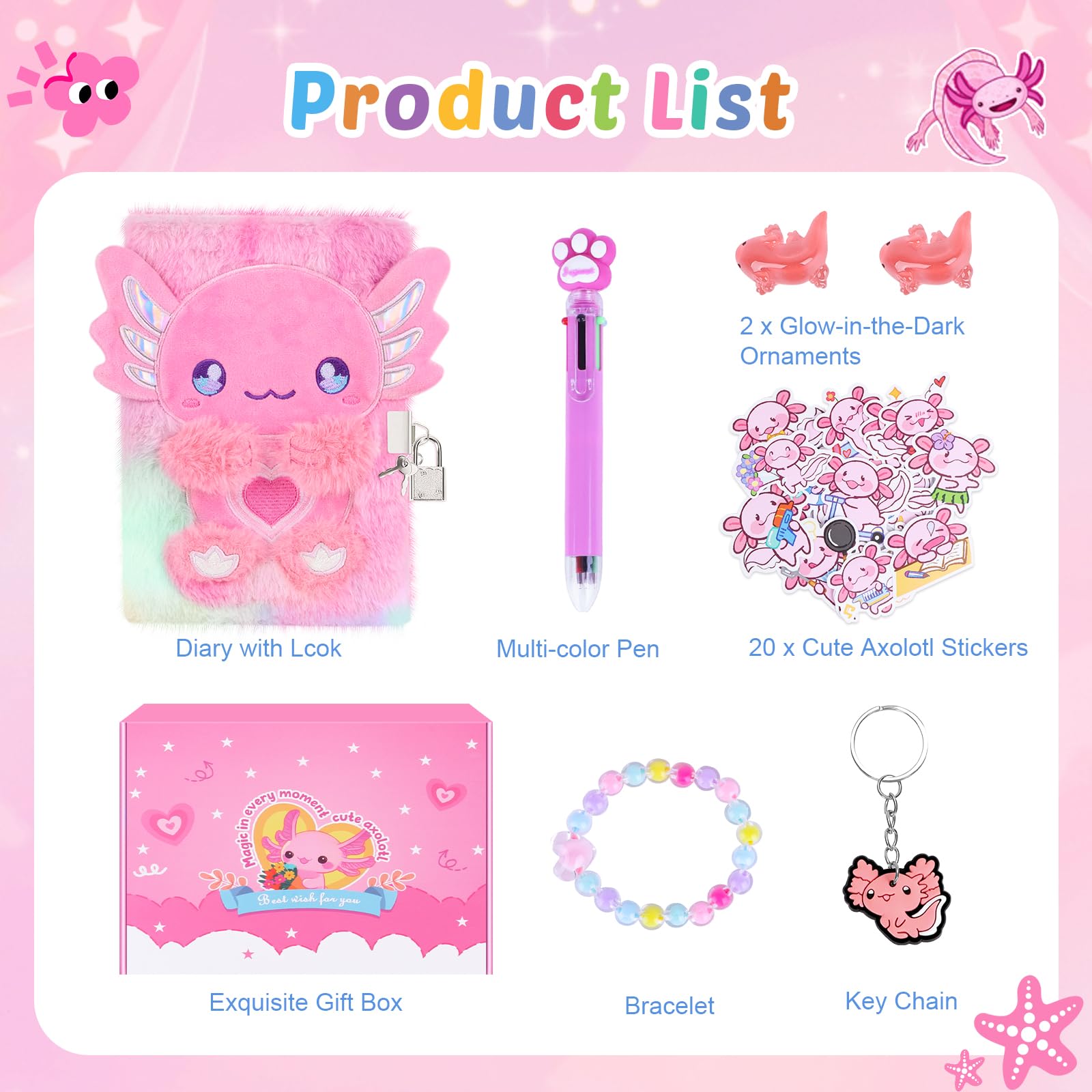 Homicozy axolotl diary with lock and two keys for secure private notes.