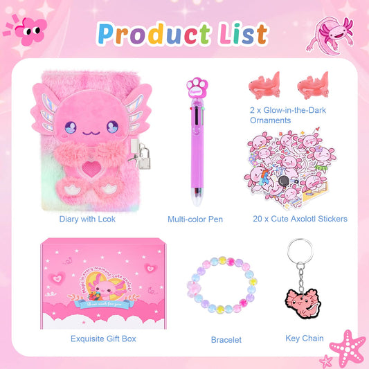 Homicozy axolotl diary with lock and two keys for secure private notes.
