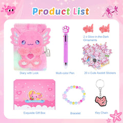 Homicozy axolotl diary with lock and two keys for secure private notes.