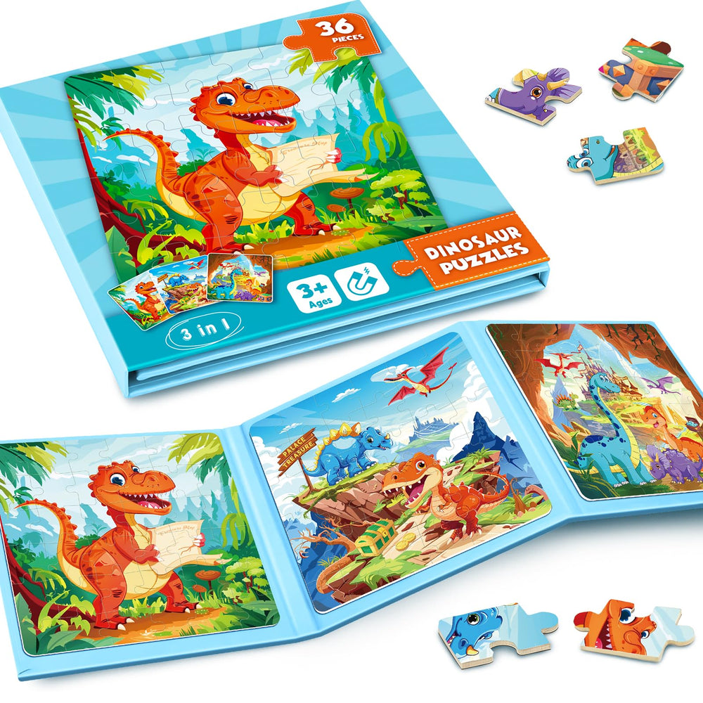 Homicozy dinosaur magnetic puzzles cover with three designs sparks imaginative play