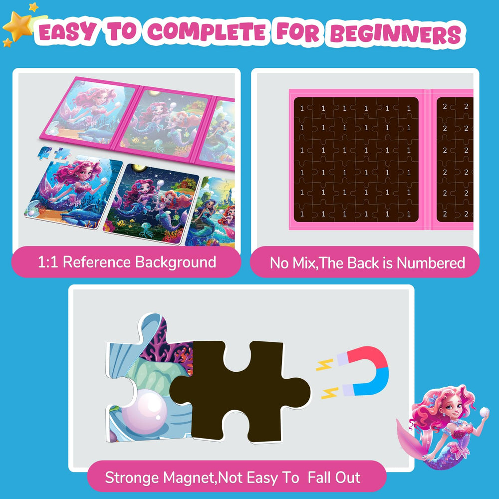 Homicozy educational mermaid puzzles 3x36 pieces for ages 3-8 encourage problem solving.