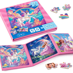 Homicozy magnetic puzzles with unicorn and princess scenes for imaginative play at home