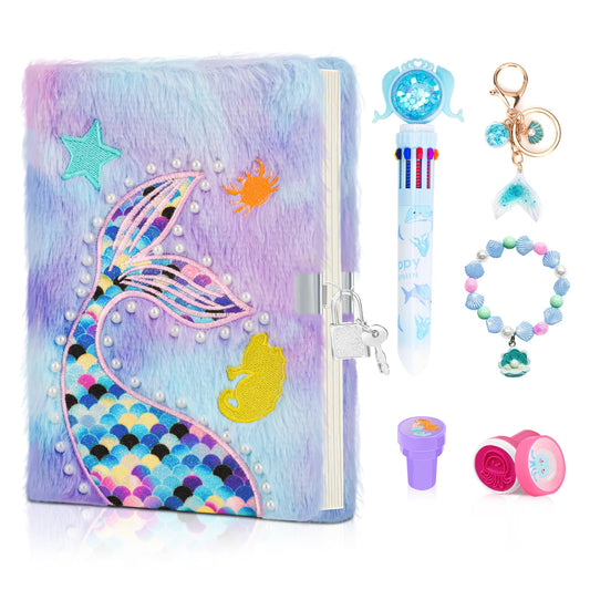 homicozy Mermaid Diary with fuzzy cover close-up showing soft texture for comfortable writing
