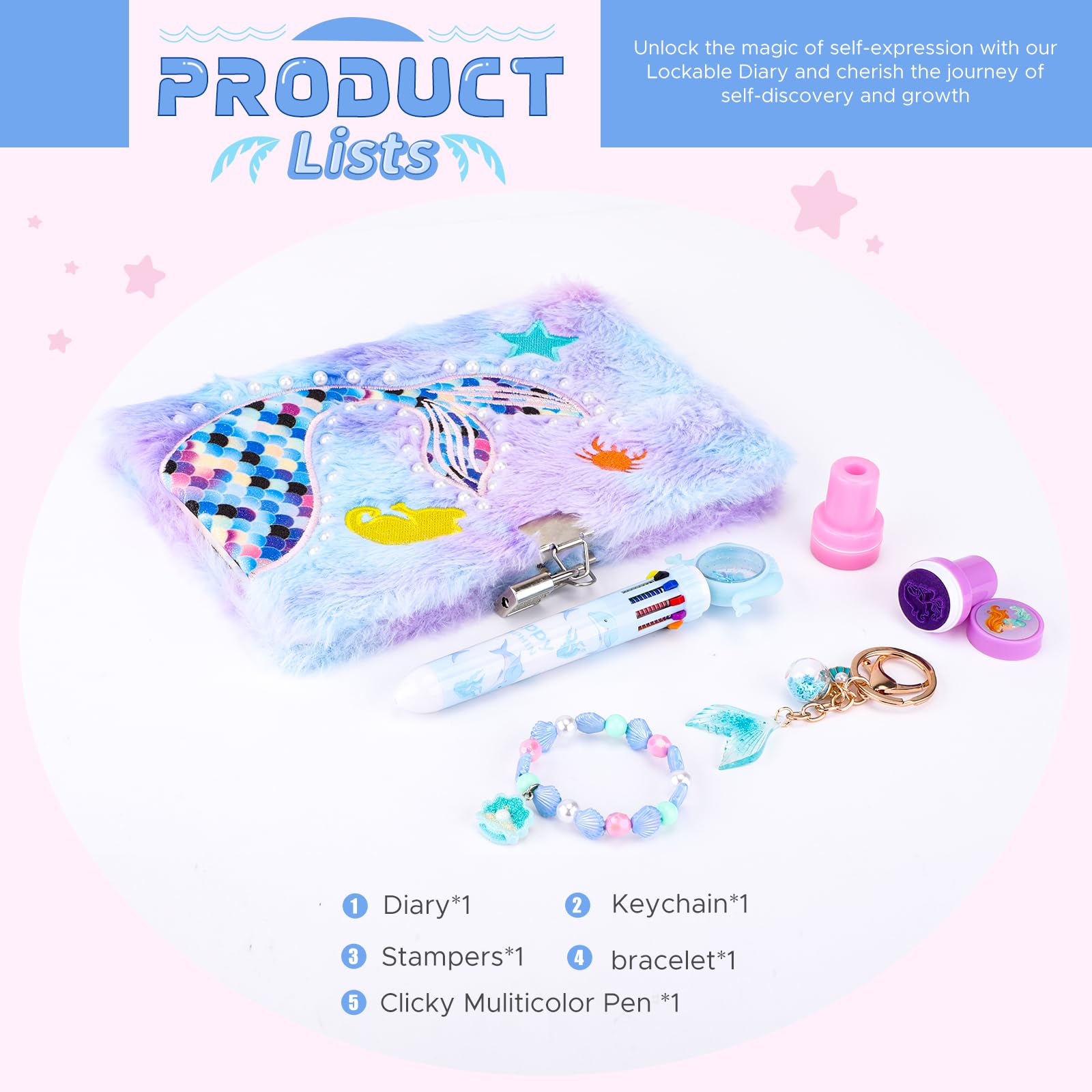 homicozy Mermaid Diary lock and keys close-up highlighting privacy feature