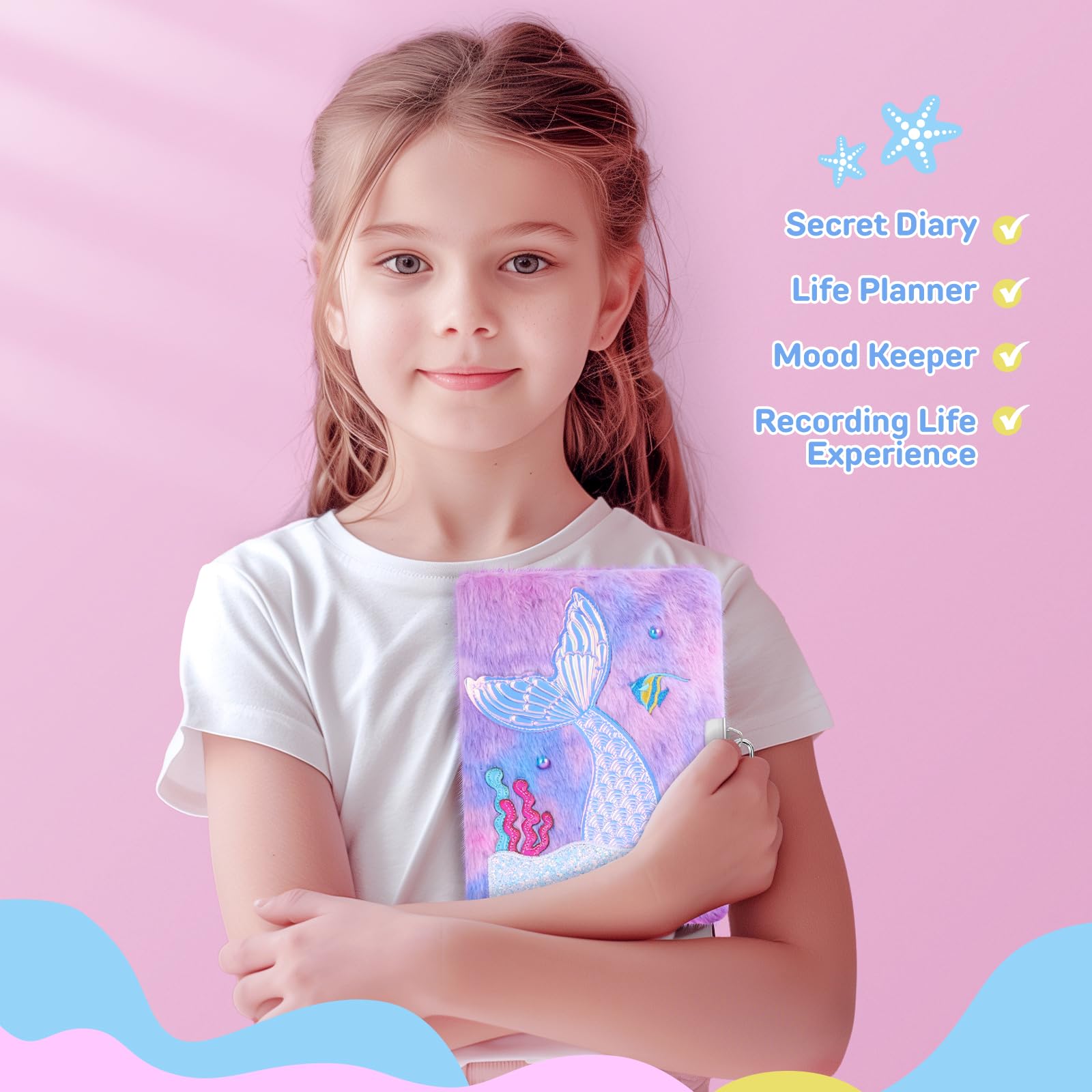 Homicozy Mermaid Diary 160 lined pages for writing.