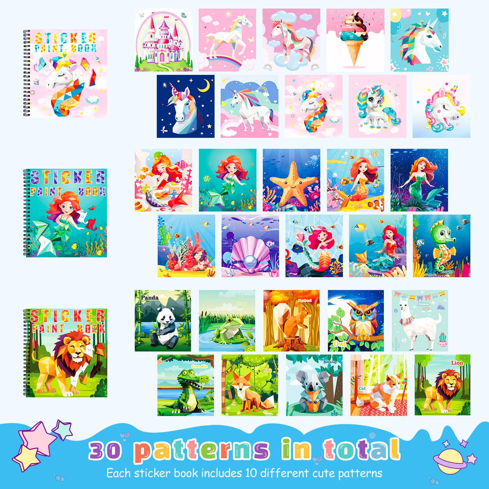Homicozy mermaid sticker paint book page invites colorful assembly.