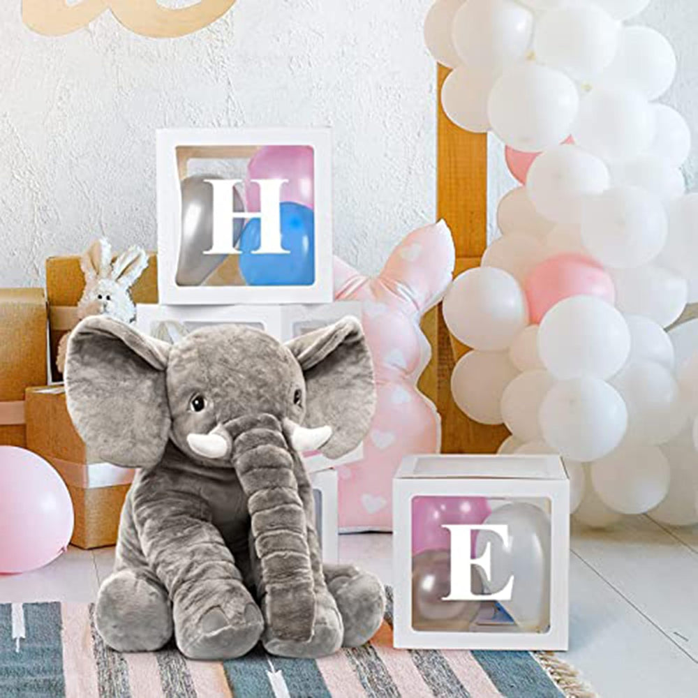 Homily big stuffed elephant close-up texture; breathable fabric and soft fluff.