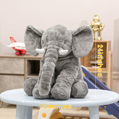 Homily 24in elephant side view; durable, huggable companion for bedtime.