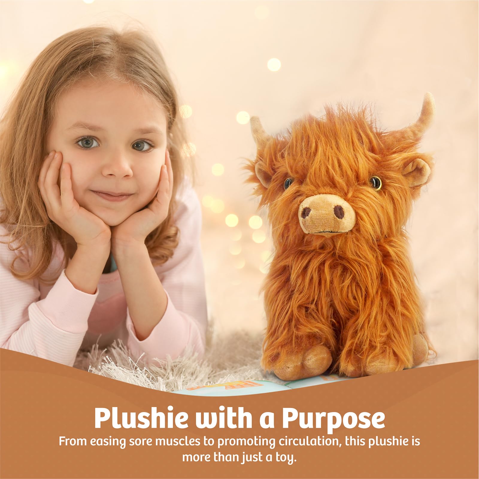 Homily Highland Cow plush compact size fits shelves and desks.