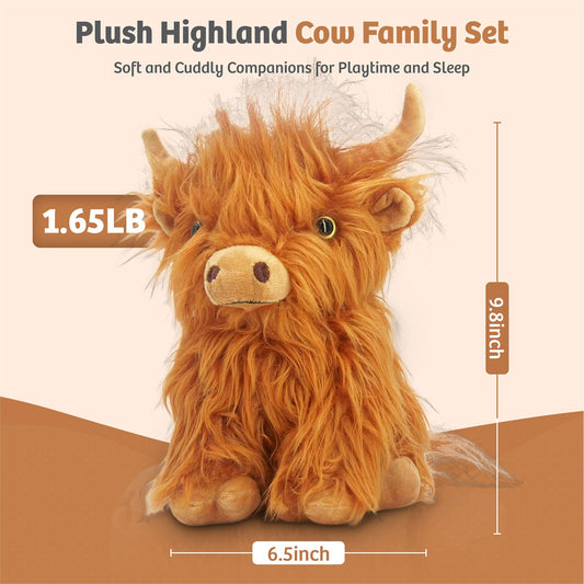 Homily Highland Cow plush flowing hair inviting creative styling and imaginative play.
