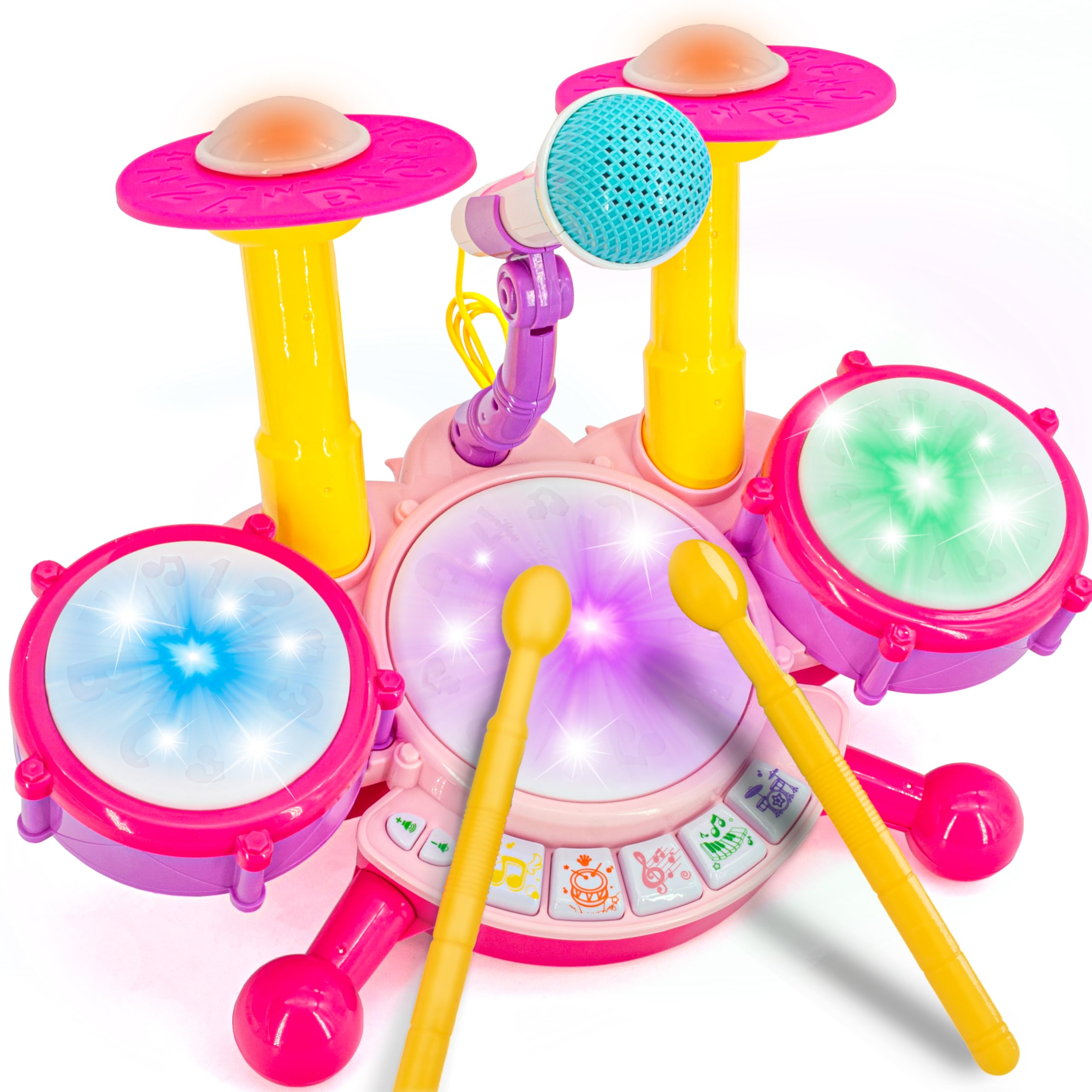 Homily pink drum set for girls invites imaginative play and early rhythm exploration.