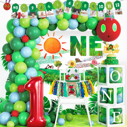 Homond Green Caterpillar backdrop for vibrant first birthday photos