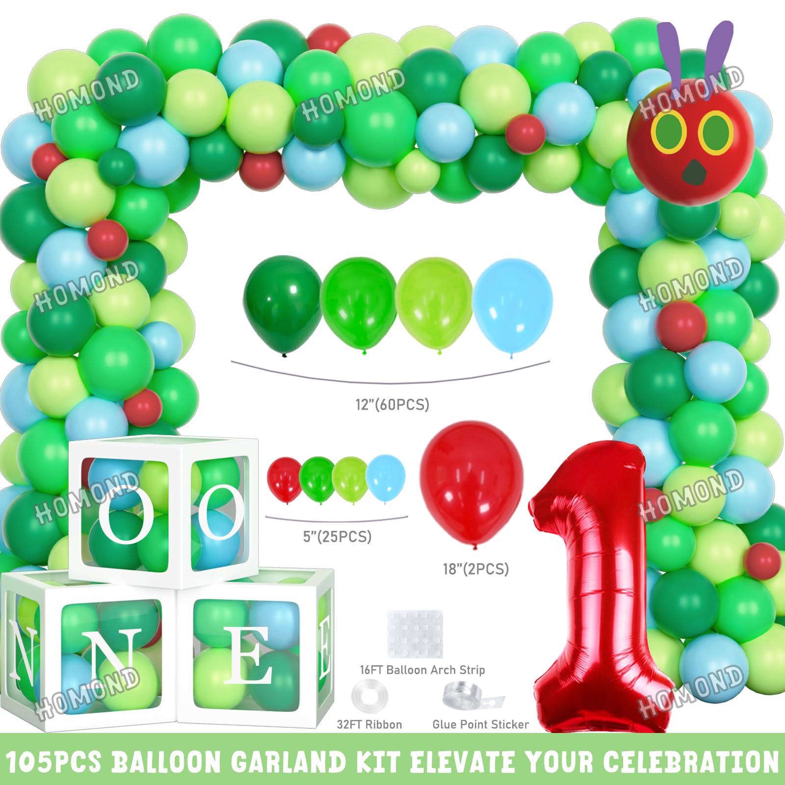 Homond Green Caterpillar crown for cute birthday moments