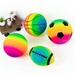 Homotte Rainbow soccer ball; 8.5-inch, ideal for street games and practice.
