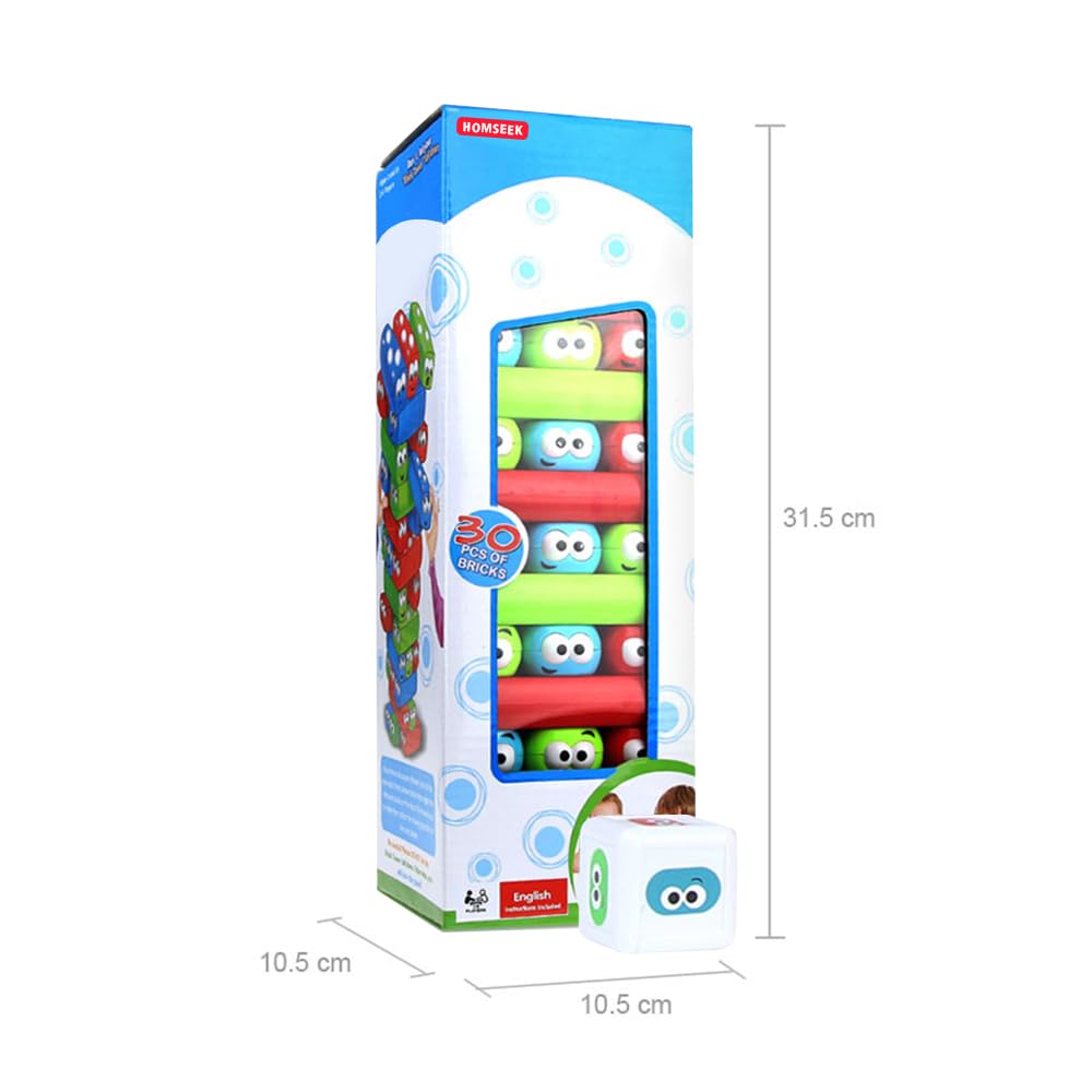 HOMSEEK family-friendly toppling tower game for cooperative play.