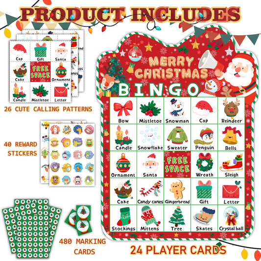 HomSeon Christmas Bingo player cards showcase colorful patterns for inclusive family play.