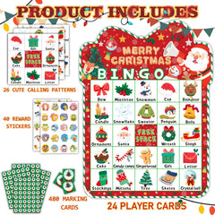 HomSeon Christmas Bingo player cards showcase colorful patterns for inclusive family play.