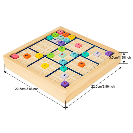HOMSV & SV wooden sudoku board with drawer keeps pieces organized during play