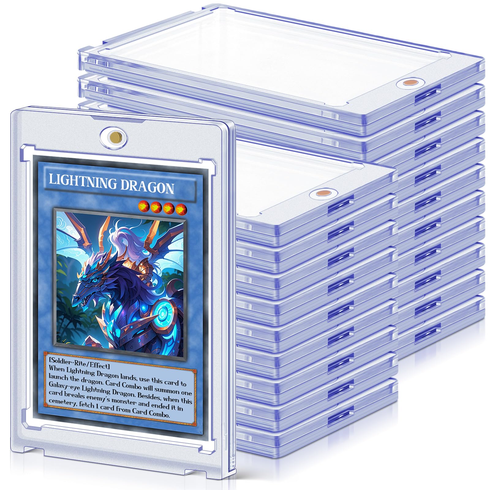Homthy 20-pack magnetic card holders protect standard-size cards and prevent bending.