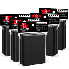 Homthy 500-pack black card sleeves pack keeps trading cards neatly protected.